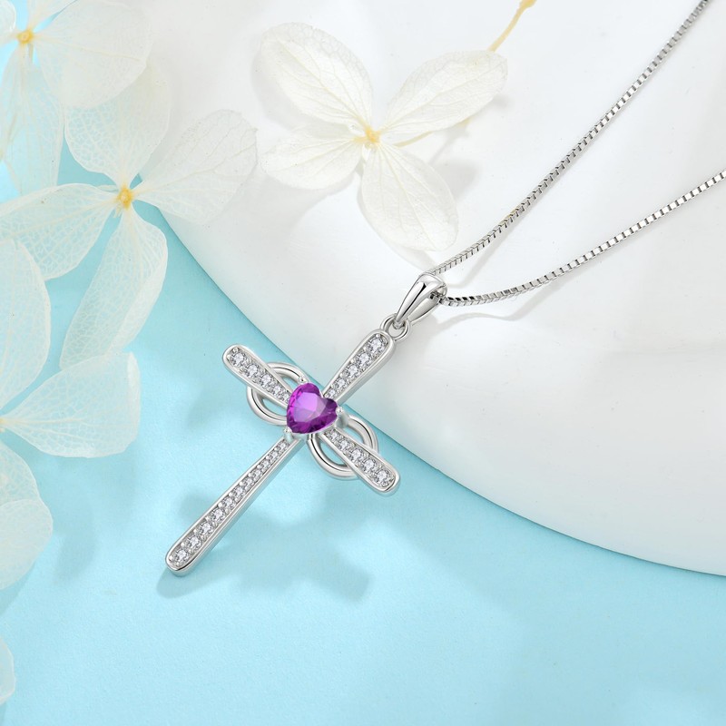 Inpasne Women Cross Necklace 925 Sterling Silver Infinity Cross Necklace