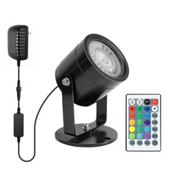 TENSUL Colored Pond Lights with Timer, 20 Ft Cable Underwater SpotLights IP68 Waterproof Aluminium Case Fountain Light Submersible for Outdoor Pond Fountain Waterfall, 8W 1 Lights