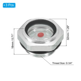 PATIKIL 3 Pack Air Compressor Oil Sight Glass, G 3/4" Male Thread Aluminum Alloy Oil Liquid Level Gauge Pack Air Compressor Parts with O-Ring