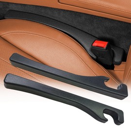 2 Pack Gap Filler for Car Seat,Leather Car Seat Gap Plug Black, Universal Fit Car Truck SUV Accessories to Block The Gap Between Seat and Console Stop Cellphone, Wallet, Keys, Coins from Dropping