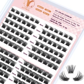 Lash Clusters, 144 Pcs Individual Cluster Lashes DIY Lash Extension 10-16mm Eyelash Clusters Volume Wispy Lashes Super Thin Band Reusable Soft & Comfortable（T01-144-D-10-16MIX）