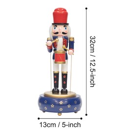 KI Store Musical Box Sculpture Nutcracker Figure Blue 32 cm Hand-Painted Drummer Nutcracker Music Boxes, Music Box, Music Box, Music Box for Christmas, Desktop Small Gift