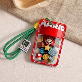 3D Mario Parts NFC Sensor Slide Cover for Student Transit Cards (Bob Card, Subway Card) Bag with 3D Small Mario Parts & Green Strap 10ea
