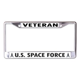 U.S. Space Force Veteran Chrome License Plate Frame