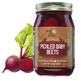 Green Jay Gourmet Fresh Classic Pickled Baby Beets - Grandma’s Original Recipe - Sweet, Tangy, and Vinegary Brine - Simple Natural Ingredients - Freshly Made & Hand Jarred - 16 Ounce Jar