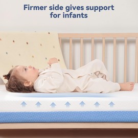 Tivellary Extra Thick 5” Dual-Sided Crib Mattress – Gel Memory Foam Infant & Toddler Mattress, Cooling & Breathable Hypoallergenic Removable Cover, Fits Standard Cribs 52"x27.5"x5''