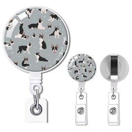 2 Pack Retractable Badge Holders Cute Badge Reel Badge Clip ID Card Holders for Student Office Worker Doctor Nurse Teacher(Yoga dog)