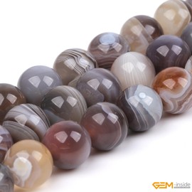 Gem-Inside 12mm Round Botswana Agate Beads Strand 15 Inches by GEM-inside stone beads
