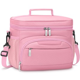 HORJONES Lunch Boxs for Women/men Insulated Lunch bag,Leakproof Lunchbox with Adjustable Shoulder Strap for Adults,Soft Cooler Tote Bag for Office Fitness Picnic Beach Travel - Pink 12-Can(8L)