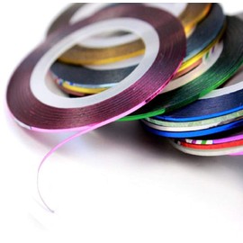 TRIXES 30 rolls of coloured nail art strips for professional art decoration of fingernails, design ribbons in different colours and designs, for natural and artificial nails