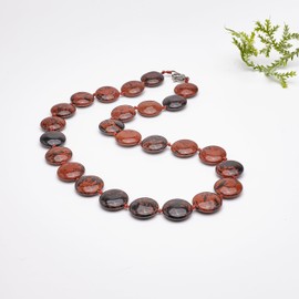 TreasureBay Handmade Beaded Necklace for Women and Girls | 16mm Round Disc Shape Beads Natural Gemstones Healing Crystal Jewellery Necklace (Jasper)