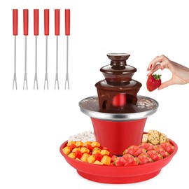 Mini fuente de fondue de chocolate de 7.9 onzas, mini olla de fusión de chocolate, máquina calentadora MIni con 6 tenedores de fondue y bandeja de ext