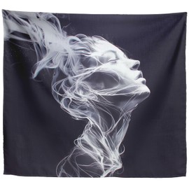 Xolytar Ethereal Smoke Figure Abstract Mystical Wall Tapestry Hanging, Flowing Wisps Dark Cosmic Art Tapestries Wall Decor Gifts for Women Teens Boho Lovers Bedroom Living Room Dorm 60x50 inches