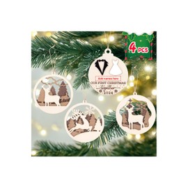 First Christmas Married Ornament 2024 Our First Christmas Married Ornament 2024 Custom Christmas Ornament Wood Christmas Ornaments with Names