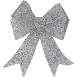 DECOLINE Glitter Bow L - Pack of 3 Silver