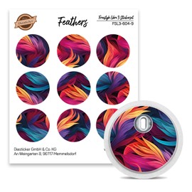 FreeStyle Libre 3 Sensor Stickers, Set of 9 Feathers Stickers for Sensors Diasticker®