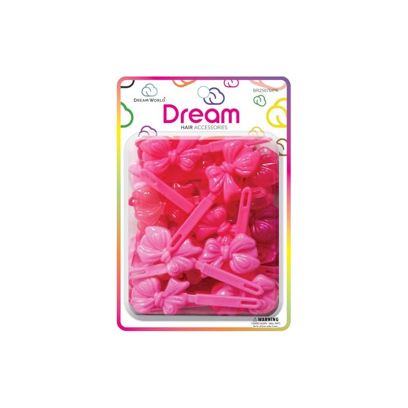 Dream World Self Hinge Barrette Soft Ribbon Pink Mix 28