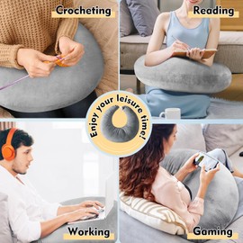 vamorry Gaming Pillow Arm Support Pillow for Bed & Sofa: Ergonomic U-Shaped Lap Pillow with Elbow Rest for Adults & Kids - Reduces Arm Pain & Fatigue During Gaming, Reading, Working & Crocheting