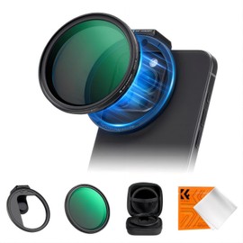 K&F Concept Smartphone Lens, Magnetic ND2-32 Variable Filter + Magnetic Smartphone Mount Kit, Wide Compatibility, 2.6 inches (67 mm) Filter Replacement, Smartphone Camera Lens, Compatible with