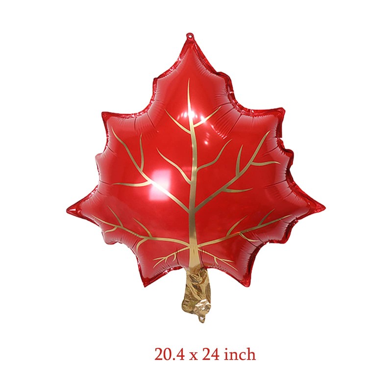 15Pcs Thanksgiving Balloons Decorations Large Red Orange Green Maple Leaves
