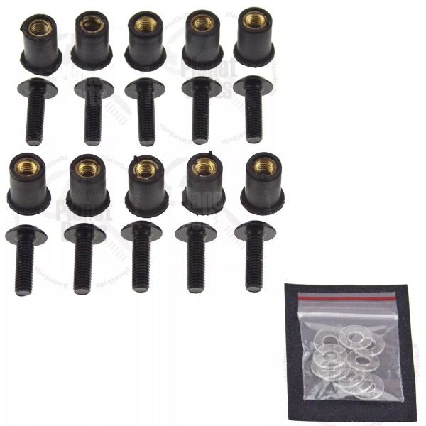 PlanetBolts Black 10x Windscreen Bolt Kit CBR GSXR ZX Mount