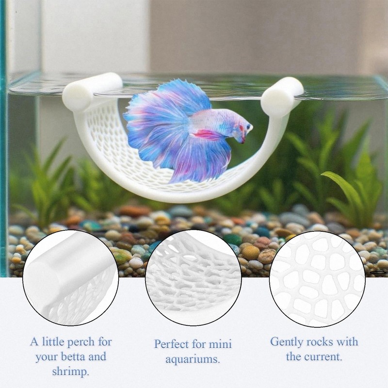 White Floating Betta Fish Hammock – Minimalist Rest Platform &