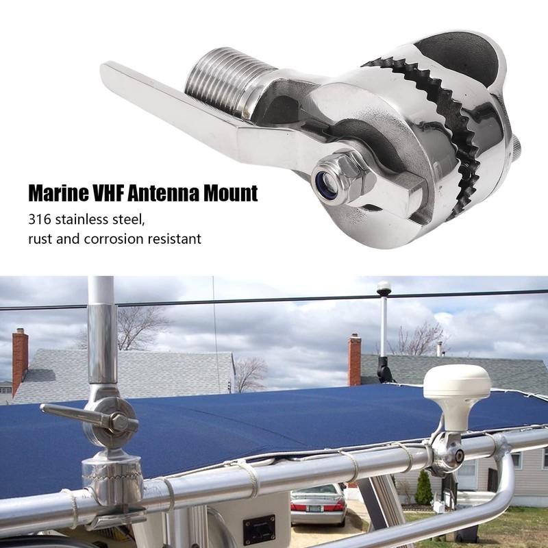 Marine VHF Antenna Mount, 316 Stainless Steel Erratchet Rail Mount