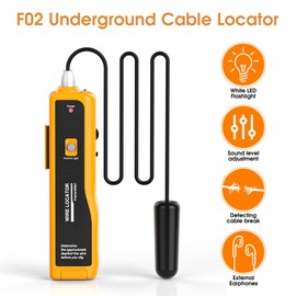 KOLSOL F02 Underground Cable Finder, Wire Tracer with Headphones for Tracking Wires and Cables, Pet Fence Cable Tester, Up to 2-3 Metres Depth and 1000 Metres in Length