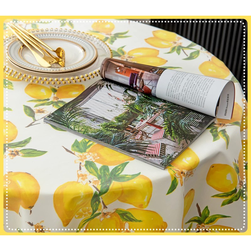 SITAKE 140cm Diameter Round Tablecloth, Polyester Wipeable Circular Table Cover,