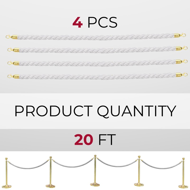 4 Pack of Stanchion Set for Party - White VIP