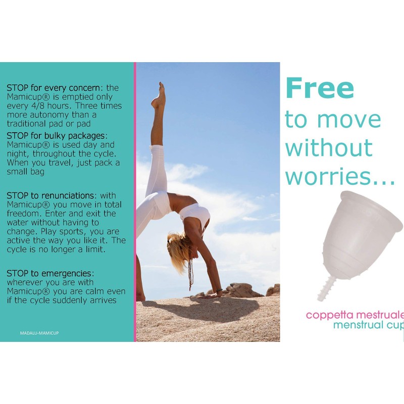 Kit Menstruationstasse MamiCup® M+L (Türkis) - Weiches, flexibles, wiederverwendbares medizinisches