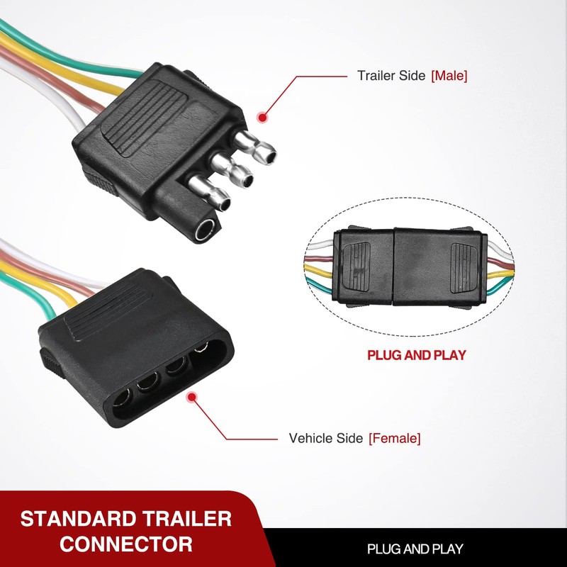 Nilight 4 Way Flat Trailer Y-Splitter Plug and Play Adapter