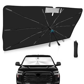 2025 Upgrade Windshield Sun Shade Umbrella Custom Fit for Toyota Tundra 2022-2025 Foldable UV Protection Car Cover, Emergency Rain Shield & Dashboard Protector - Durable Auto Accessory