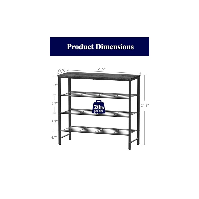 Kitsure Shoe Rack for Closet, Shoe Organizer with Leveling Feet,