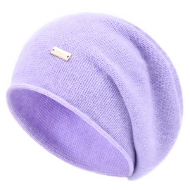 jaxmonoy Cashmere Slouchy Knit Beanie Hat for Women Winter Soft Warm Ladies Wool Knitted Skull Beanies Cap, Lavender, One Size