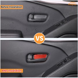 Aunginsy 2-Door Inner Door Handle Bowl Cover Trim Compatible with Nissan Frontier 2022-2024 2025 Soft Carbon Fiber Front Door Handle Cup Bowl Panel Scratches Protector Decorative Sticker Accessories