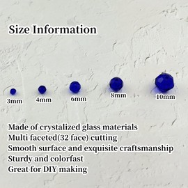 YUEXIGO 200pcs 6mm Round Crystal Glass Beads for Jewelry Making, Faceted Crystal Glass Spacer Beads for Bracelet Earring Necklace DIY Craft(Dark Blue)