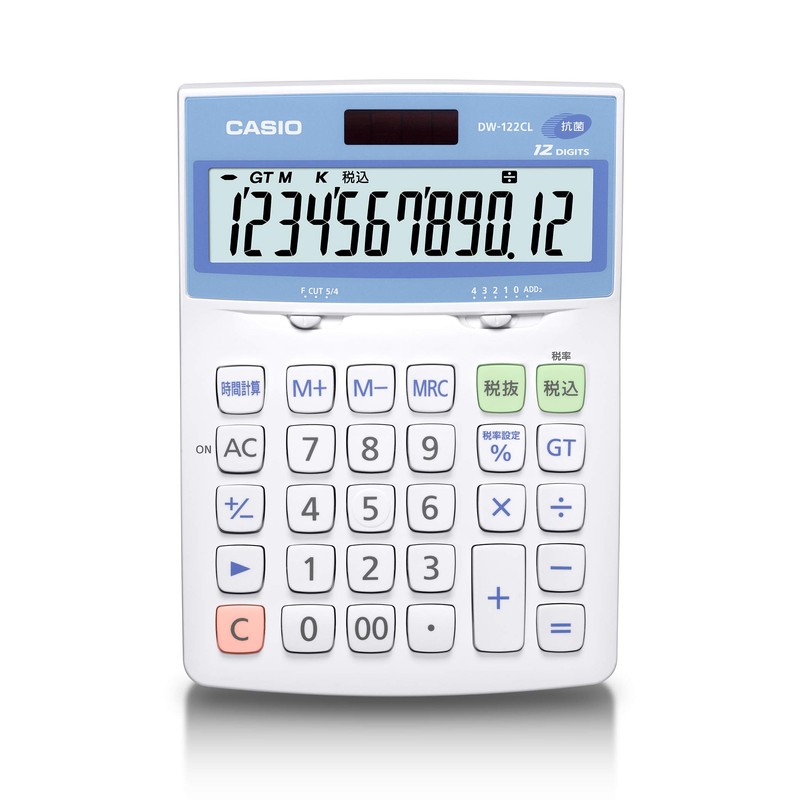 Casio DW-122CL-N Antibacterial Calculator, Desk Type, 12 Digits