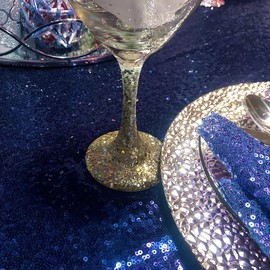 TCBESTO Navy Blue Sequin Tablecloth 60" x 102" Square Glitter Table Cover Rectangle Metallic Sequence Table Clothes for Birthday Party Baby Shower Wedding