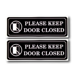 eSplanade Please Keep Door Closed Sign Sticker Decal - Easy to Mount Weather Resistant Long Lasting Ink Size (9" x 3")