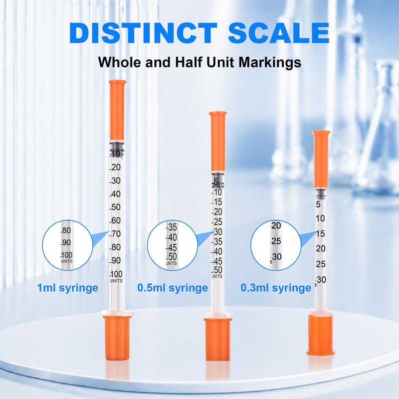1ml Disposable Lab Syringes, 32Ga-1/4 Inch (6mm), Pack of 100