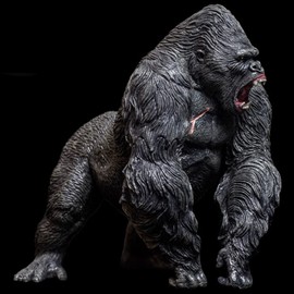 Gorilla King Kong Toys with Realistic Rock Action Figure Rampage Gorilla Fight Mode Gorilla Ape Solid Wild Animal Figurines for Role Playing Story Telling Toy and Birthday for Kids