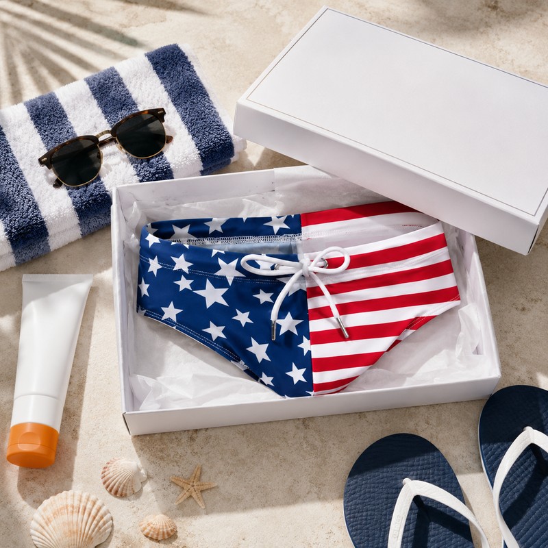 Men’s Swim Briefs for Beach & Pool – American Flag