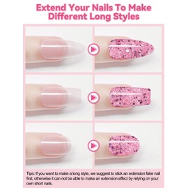 32PCS Semi Cured Gel Nail Strips, EBANKU Valentine Gel Nail Stickers Real Nail Polish Strips Full Nail Art Wraps Long-Lasting Gel Nail Wraps for Women Nail Decor UV Lamp Required (Diamond Pink)