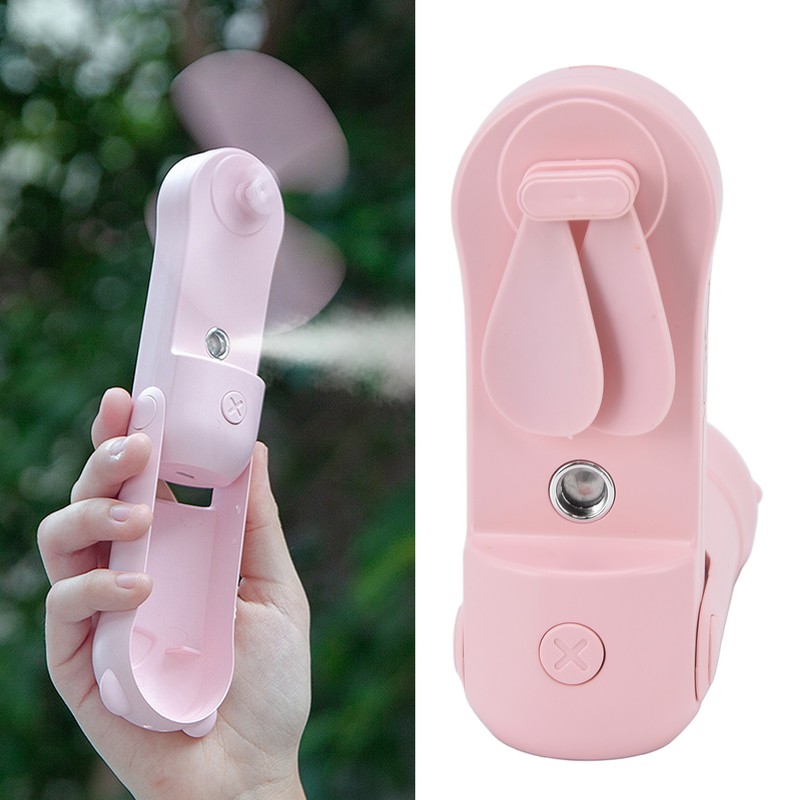 Hand Held Fan Mini Foldable Battery Operated Fan Humidification Cartoon