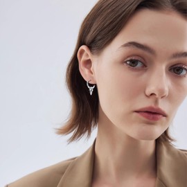 Twoowl Sword Cross Earrings 925 Sterling Silver Spike Huggie Hoop Earrings Women Men Hypoallergenic Punk Earrings Jewelry for Boy Female Friends