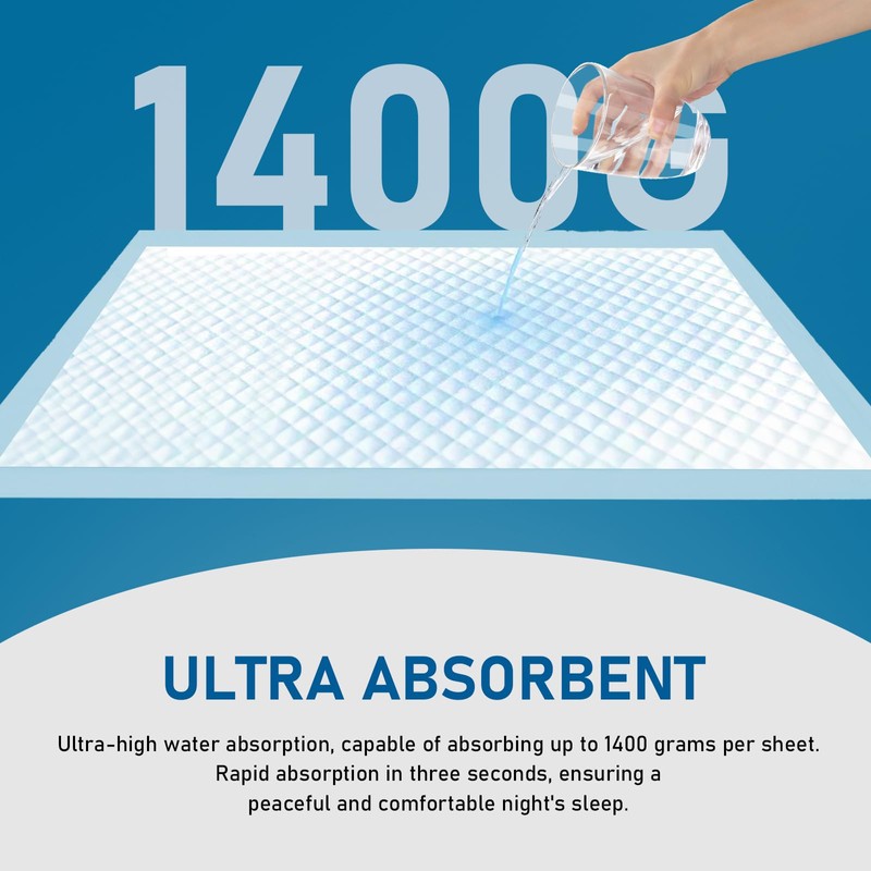 100 Count Bed Pads with Adhesive Strips 30"X 36" Disposable