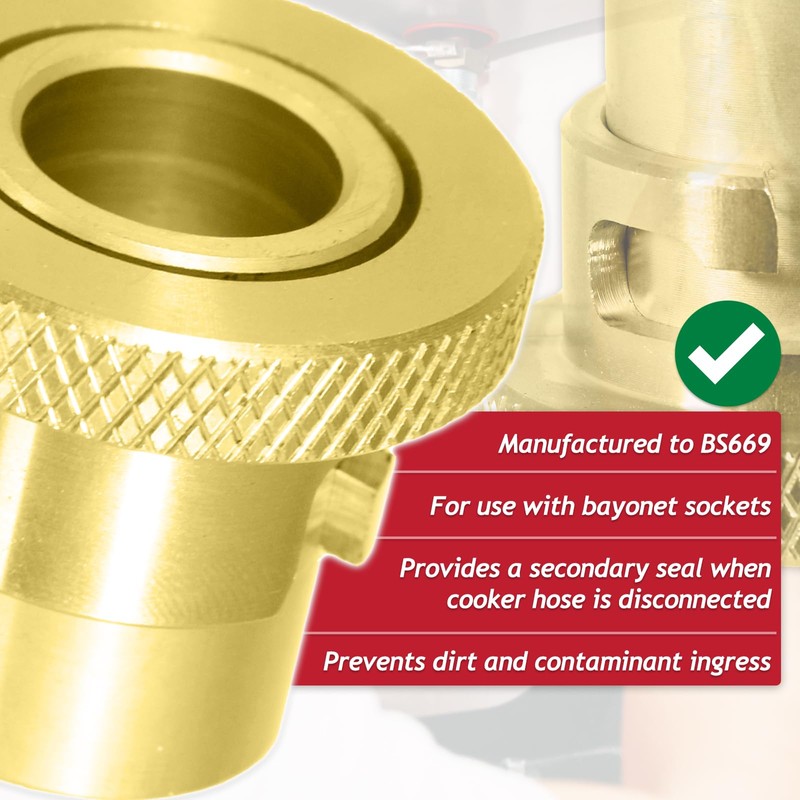 SPARES2GO Cooker Hose Blanking Plug 1/2" BS669 Standard Brass Bayonet