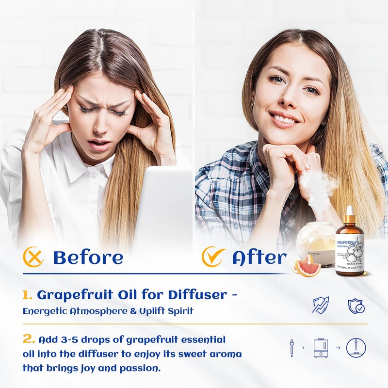 HIQILI Grapefruit Essential Oil,100% Pure Undiluted Premium - 3.38 Fl