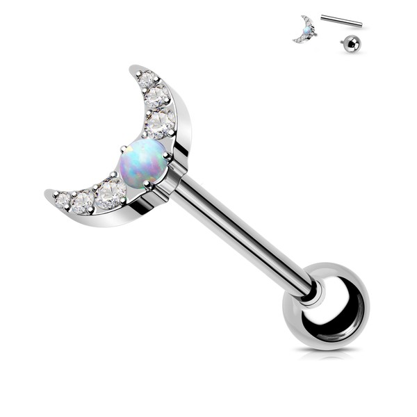 Jewseen G23 Titanium Tongue Rings Moon Tongue Piercing Jewelry Internally